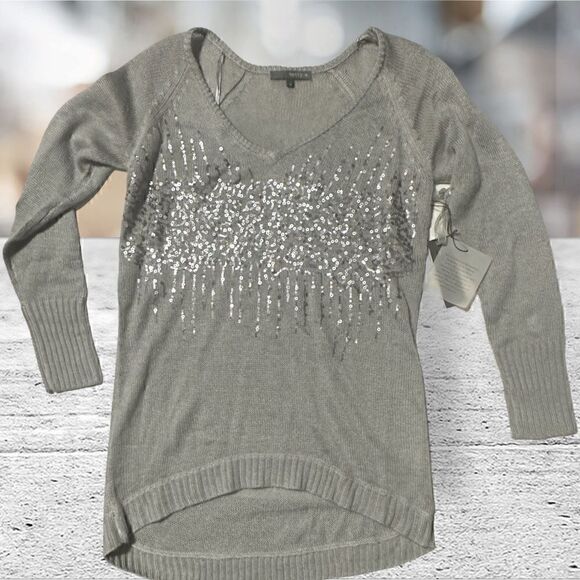 Matty M Gray Sequin Accents Long Sleeve - Picture 4 of 7